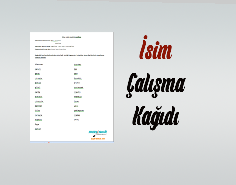 İsim(Ad) Çalışma Kağıdı
