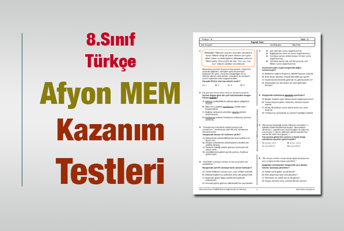 8.Sınıf Türkçe LGS Kazanım Testleri