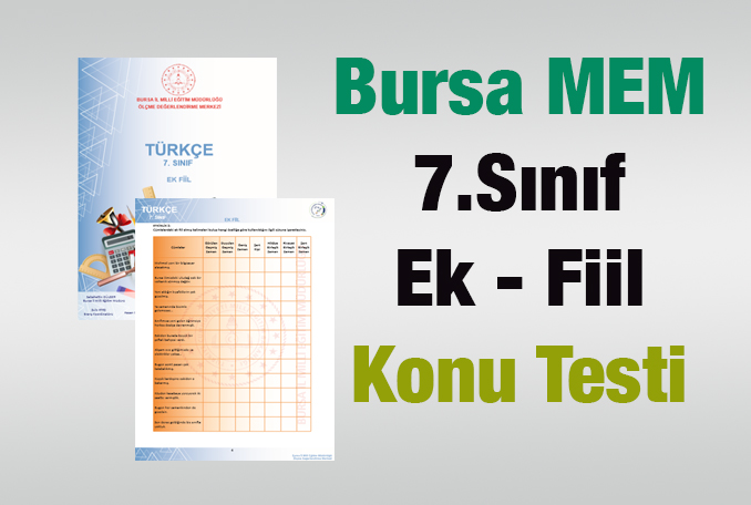 7.Sınıf Ek Fiil Konu Testi (Bursa MEM)